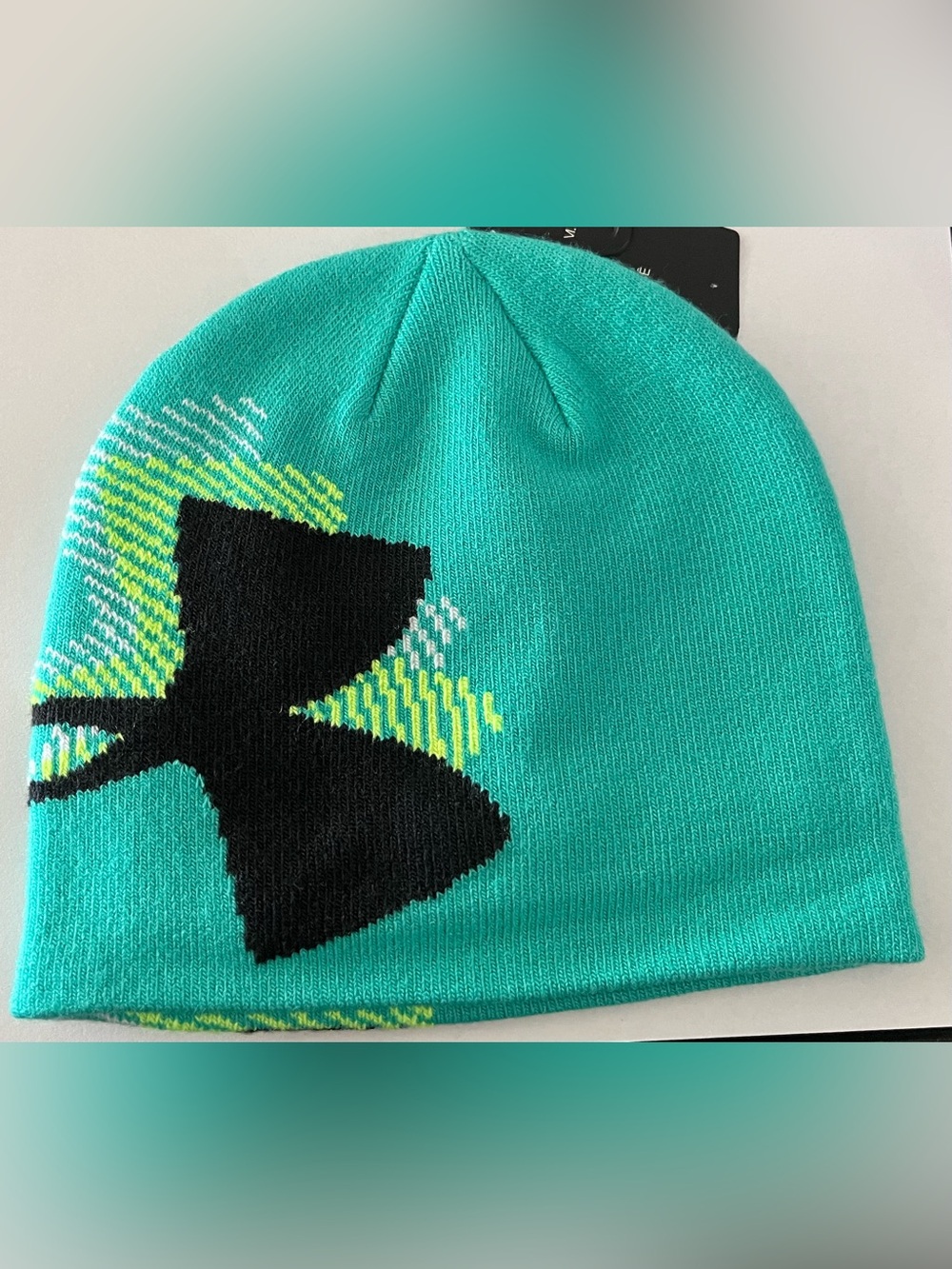 Under Armour Kids Teal Beanie with Black Under Armour Logo